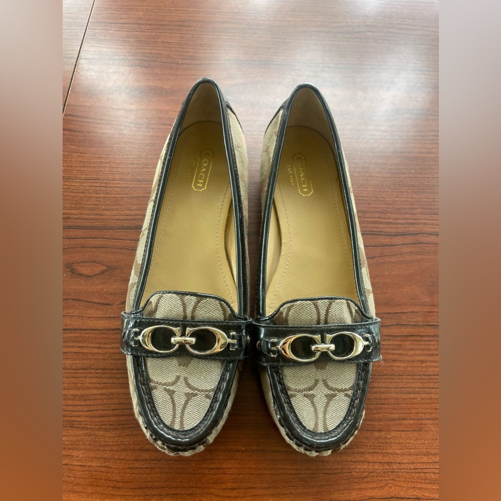 Coach Black and Cream Signature Loafers